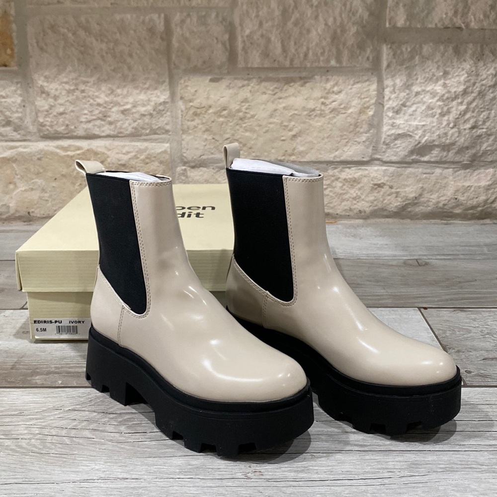 NIB Open Edit Ediris Lug Boots Size 6.5 in Ivory from Nordstrom